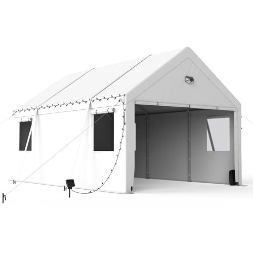 Heavy-Duty 10x20 Portable Carport Canopy - All-Weather Car Shelter in White