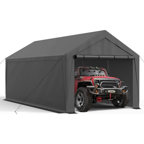 Portable Carport with Removable Sidewalls - 10x20 ft, Heavy Duty Gray