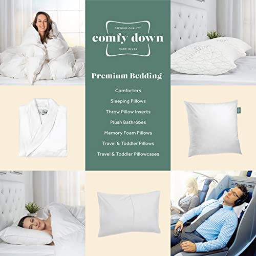 USA-Made 22x22 Down Feather Pillow Insert with Cotton Cover
