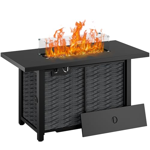 Shintenchi 43 Outdoor Gas Fire Pit Table - 50,000 BTU, CSA-Certified, Includes Lava Rocks, Ideal for Patios and Parties