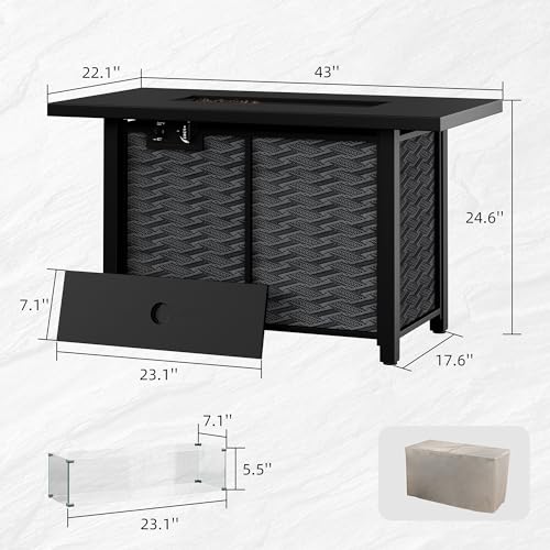 Outdoor Propane Fire Pit Table for Patio and Garden