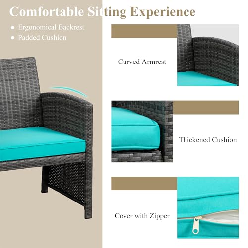 BRYOLE 4-Piece Outdoor Wicker Furniture Set with Cushions