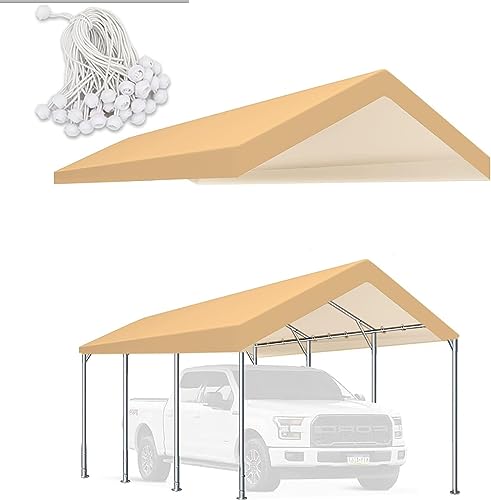 Beige Carport Canopy Cover for Tent Car Garage (12' x 20')