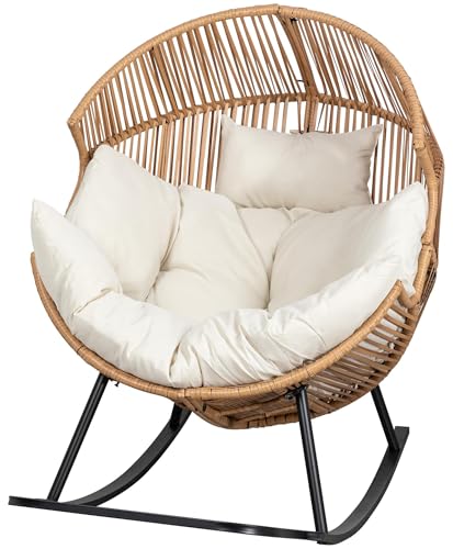 BRYOLE Beige Oversized Egg Chair for Indoor & Outdoor Use