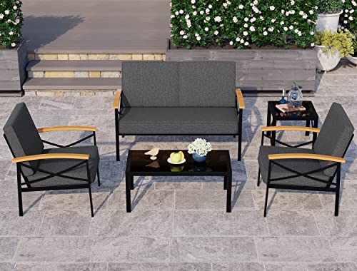 5-Piece Outdoor Metal Patio Furniture Set with Coffee Table