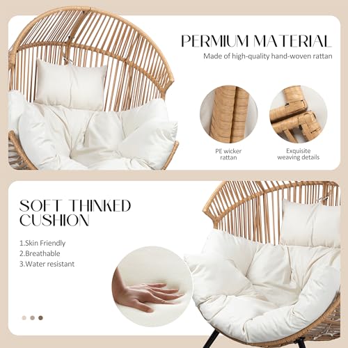 BRYOLE Beige Oversized Egg Chair for Indoor & Outdoor Use