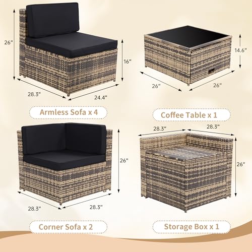 8-Piece Outdoor Wicker Patio Furniture Set with Glass Table