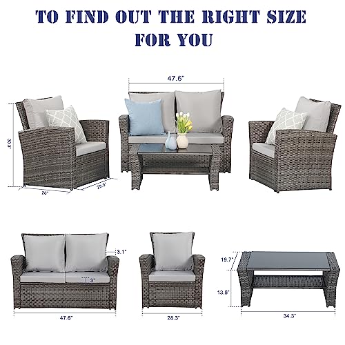 Wisteria Lane Gray Wicker 4-Piece Patio Conversation Set
