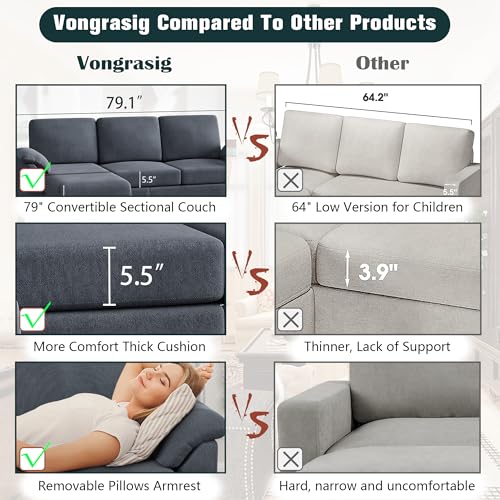 79-Inch Convertible Sectional for Small Spaces