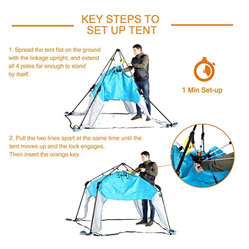 Upgraded Portable Pop-Up Canopy for Camping, 8.2'x8.2', 1 Sidewall