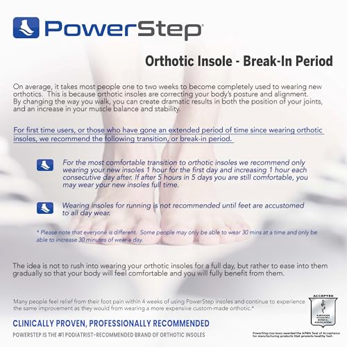 PowerStep Pinnacle Insoles for Plantar Fasciitis (M 6-6.5, W 8-8.5)