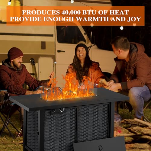 Shintenchi 43 Outdoor Gas Fire Pit Table - 50,000 BTU, CSA-Certified, Includes Lava Rocks, Ideal for Patios and Parties