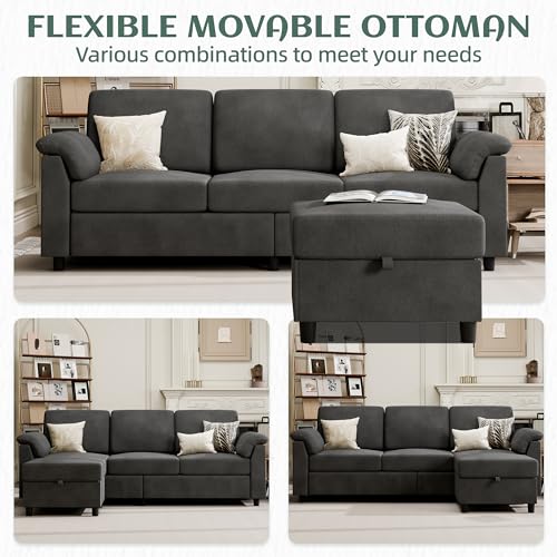 Vongrasig 3 Seat L-Shaped Couch for Small Spaces