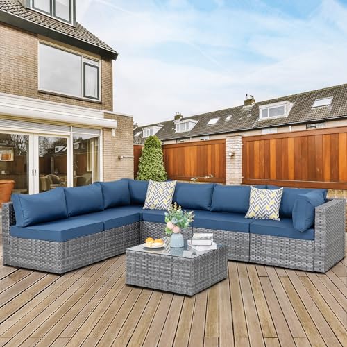 Aegean Blue Wicker Patio Furniture Set for Outdoor Conversations