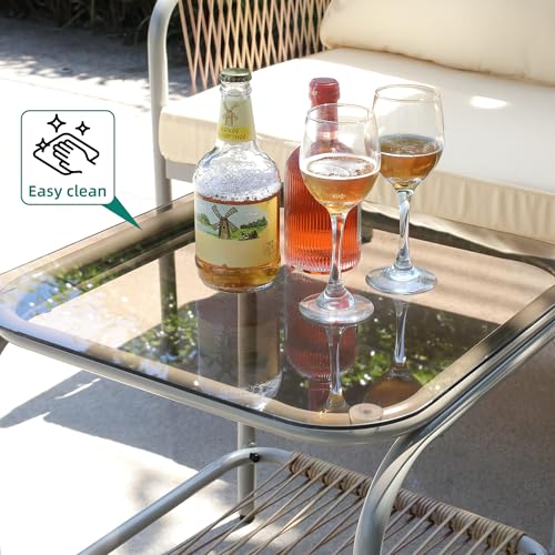 YITAHOME Beige 3-Piece Outdoor Wicker Patio Set with Cushions & Coffee Table