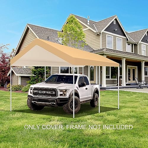 Beige Carport Canopy Cover for Tent Car Garage (12' x 20')