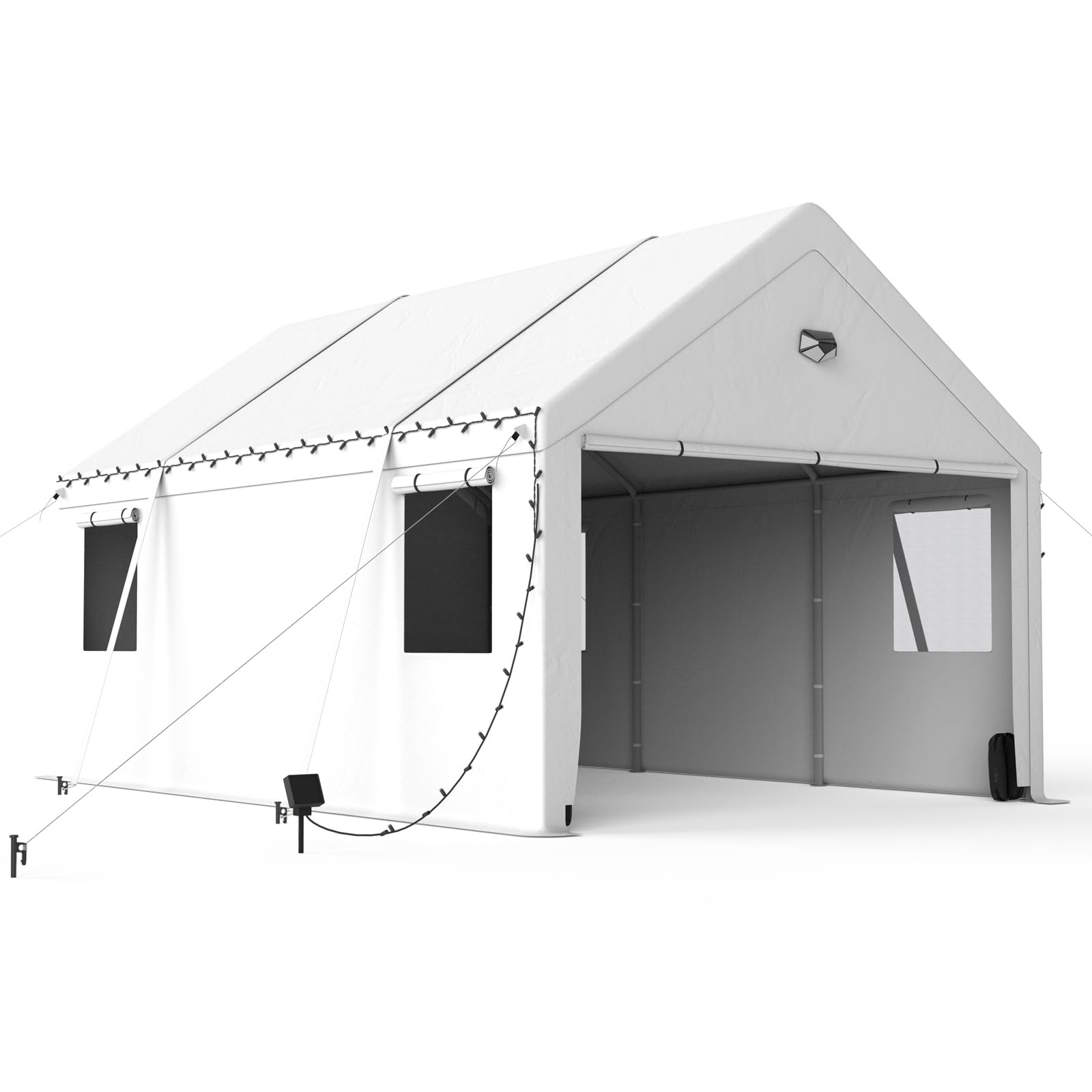 Heavy-Duty 10x20 Portable Carport Canopy - All-Weather Car Shelter in White