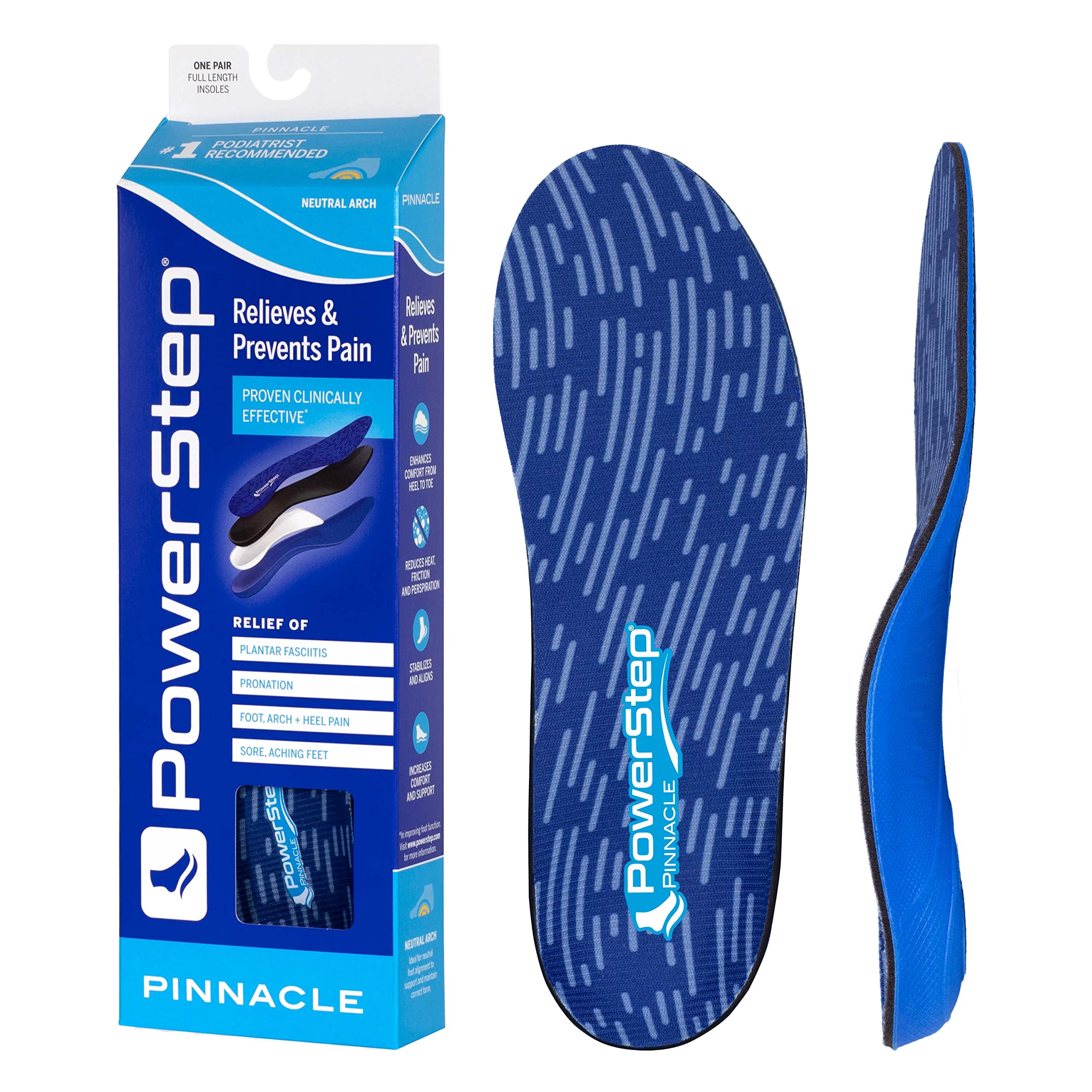 PowerStep Pinnacle Insoles for Plantar Fasciitis (M 6-6.5, W 8-8.5)